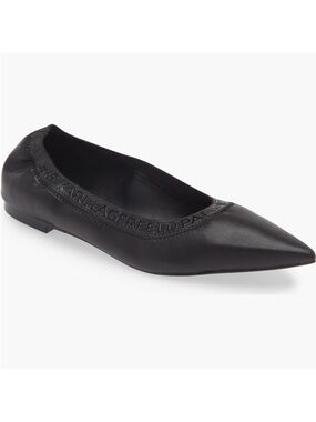 Karl Lagerfeld Black Pointed Toe Leather Ballet Flat size 7 1/2.